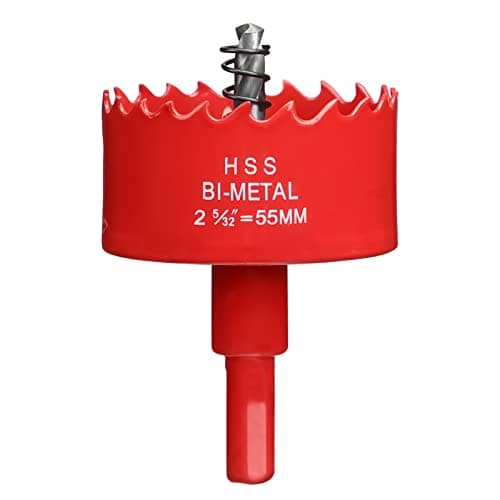 Image of Hole Saw 55 mm, Bi-Metal Cutting Depth HSS M 42 Hole Cutter for Cutting Wood, Plastic, Drywall, Plasterboard and Soft Metal Sheet