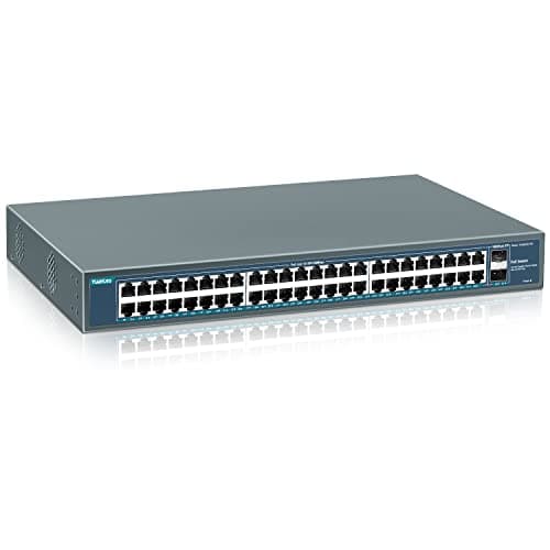 Image of YuanLey 48 Port Gigabit PoE Switch Unmanaged with 2 1000Mbps SFP Uplink, 50 Port 802.3af/at 800W High Power PoE+ Network Switch, Metal Rackmount Power Over Ethernet Switch