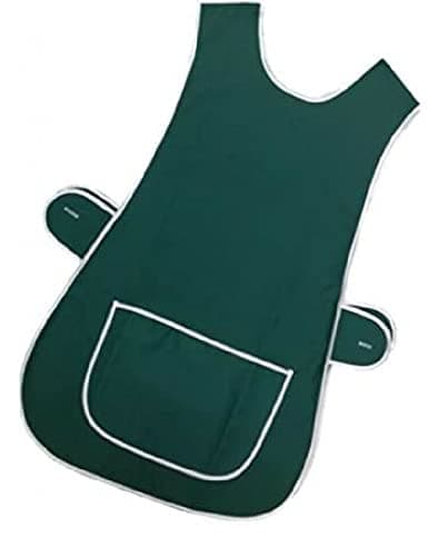 Image of Womens Home Work Kitchen Catering Cleaning Bar Plus Size Plain Coloured Large Pocket Side Fastening Apron Tabard (Green, M)