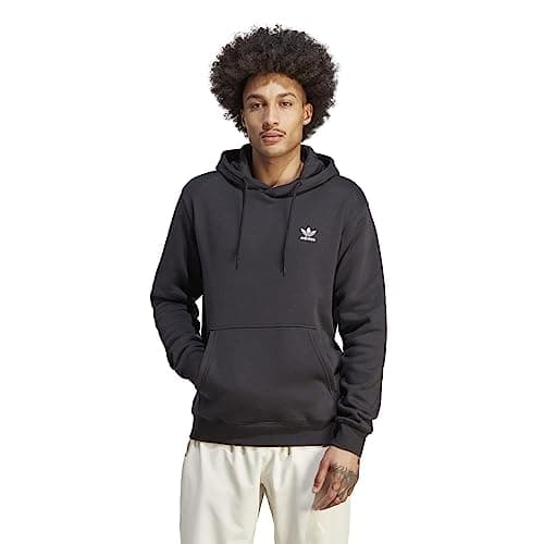 Image of adidas Originals Men's Trefoil Essentials Hoodie Hooded Sweatshirt, Black, XS