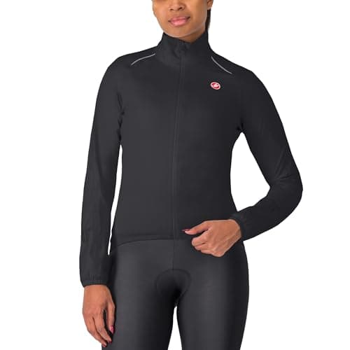 Image of CASTELLI Women's Emergency 3 Rain Jacket, Waterproof, Ultra-Light Zip Up Shell for Road Cycling, Commuting & Road Cycling, Light Black, S