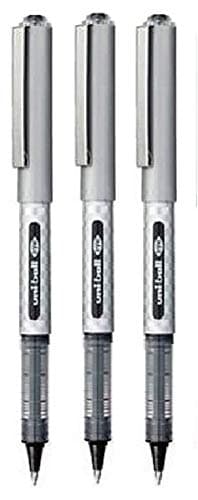 Image of Uni Ball Eye Designer Black Rollerball Pen Fine 0.7mm Nib Tip 0.5mm Line Width Designer Series Quick Drying Pigment Ink UB-157D (Pack Of 3)