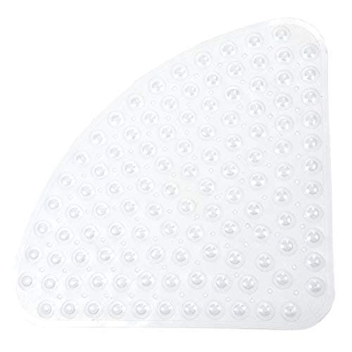 Image of Bathsafe Sector Rubber Safety Corner Shower Mat Anti-slip Bath Mat Anti-Bacterial Suction Mat for Shower or Tub,Non-slip Bathtub Mat,53x53CM,Clear