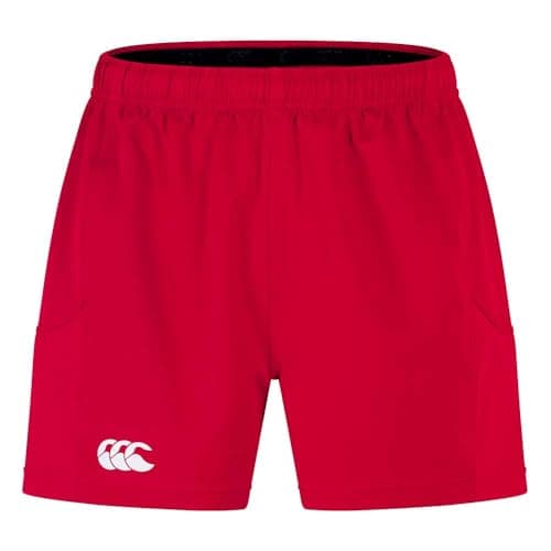 Image of Canterbury Men's Advantage Rugby Shorts 2.0 | Elasticated Waist | CCC Logo Gym Shorts, Flag Red, M