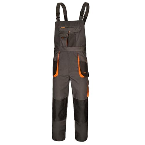 Image of ART.MAS Work Bib and Brace Overalls, Multipockets, Knee Reinforcement With Pocket For Knee Pad, Durable Triple Stitched Seams (34/36-52EU, NO Knee Pads, Grey-Orange)