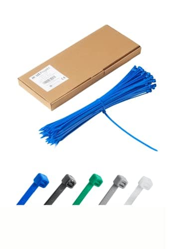 Image of 100pcs in Tidy Box, 300x4.8mm Cable Ties Heavy Duty Blue, Premium Industrial Multi-Purpose Plastic Zip Tie Wraps, Indoor and Outdoor Use, Cable Management, Wires, Office, Garden, Garage, Workshop
