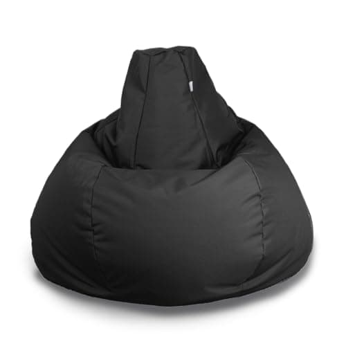 Image of Bags of Beans Giant Gaming Bean Bag - Pre-Filled Seat - Water-Resistant & Wipe-Clean Lounger - Heavy-Duty Chair for Gamers, Den, or Patio (Black)