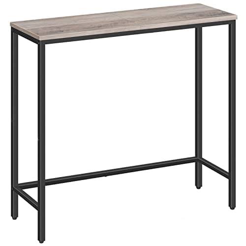 Image of HOOBRO Slim Console Table for Hallway, Metal Frame, Compact Display Sofa Table for Small Spaces, Entryway, Living Room, Sturdy, Greige and Black EBG75XG01