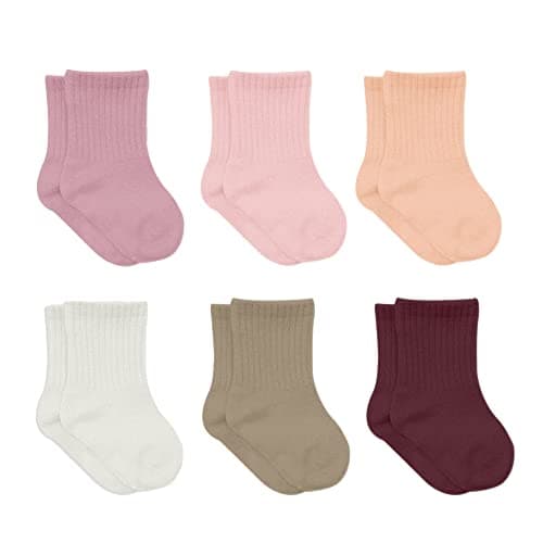 Image of bistyle Baby Grip Ankle Socks 6 Pairs | Newborn Infant Toddlers Socks Organic Cotton | Kids Boys Girls Ankle Socks (as8, age, 2_years, 3_years, Rose)