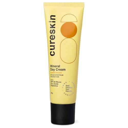 Image of Mineral Day Cream Sunscreen Matte Finish SPF 30 PA+++ | Broad Spectrum Sun (UVA, UVB & IR) Protection | Zinc Oxide with Prebiotics, 50 g (Pack of 1)