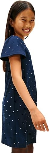 Image of Tommy Hilfiger Girl's Festive Stud Aline Dress SS KG0KG09272 Other Dresses, Blue (Dark Night Navy), 12 Years