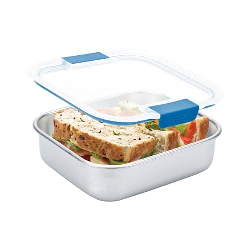 Image of Smash Microwave Safe Stainless Steel Lunch/Sandwich/Meal Box 600ml - Blue