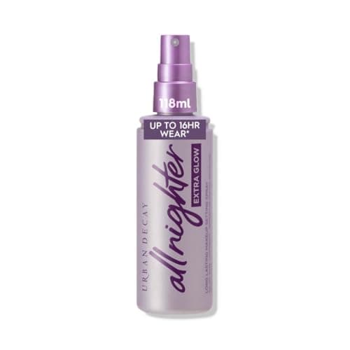 Image of Urban Decay All Nighter Makeup Setting Spray with Extra-Glow Finish, Long-Lasting Fixing Spray, Up to 16 Hour Wear, Vegan Formula*, Oil-Absorbing, Shine-Controlling, No Fading or Smudging, 118Ml