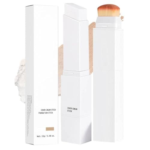 Image of Korean Color Changing Foundation Stick for mature skin over 50, Foundation Stick With Detachable Brush for Natural Finish, Full Coverage & Dewy Finish Base Makeup For All Skin (Natural)