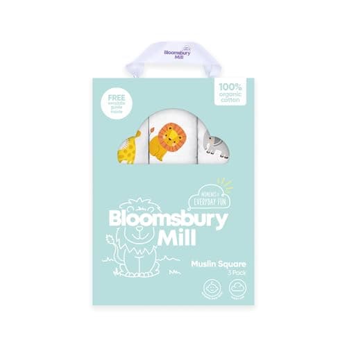 Image of Bloomsbury Mill - Muslin Cloths for Baby -100% Organic Cotton Muslin Squares – Breathable & Soft Burp Cloths – Animal Print - 70cm x 70cm - Pack of 3