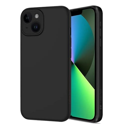 Image of Cyber-Tech Shockproof Liquid Silicone Designed for iPhone 13 Case Gel Rubber Full Body Protection Anti-Shock Cover Case Drop Protection 6.1inch-Black