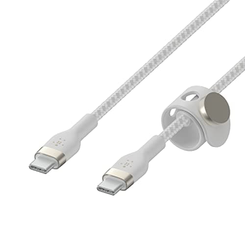Image of Belkin BoostCharge Pro Flex Braided USB C charger cable, USB-IF certified Power Delivery PD type C fast charging cable for iPhone 16, 15, Galaxy S24, S23, MacBook Pro, iPad, Pixel and more – 2m, white