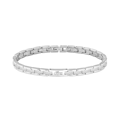 Image of Lacoste Women's METROPOLE Collection Link Bracelet in Stainless Steel with Etched Petit Piqué - 2040466