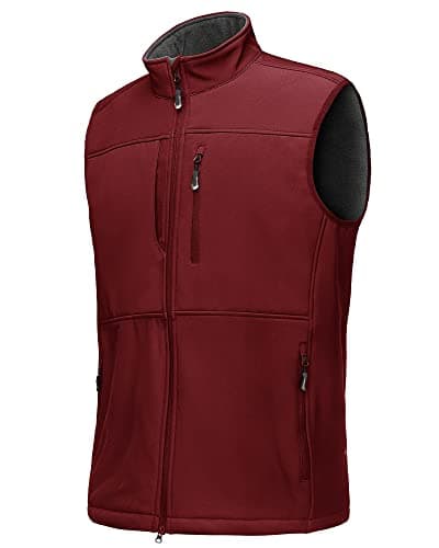 Image of 33,000ft Mens Softshell Gilet Activewear Vests Windproof Fleece Lined Outerwear Zipped Pockets Sleeveless Softshell Jacket for Leisure, Golf, Travelling Red M