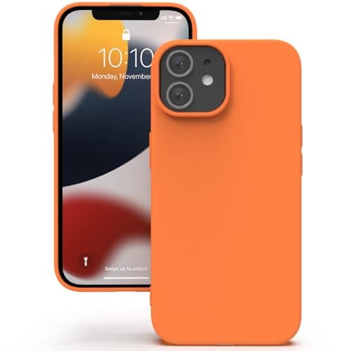 Image of YATWIN Silicone Case for iPhone 12/12 Pro, Soft-Touch, Shockproof, DustProof, Antiskid Full Body Armour Phone Cover for Apple iPhone 12/12 Pro - Orange