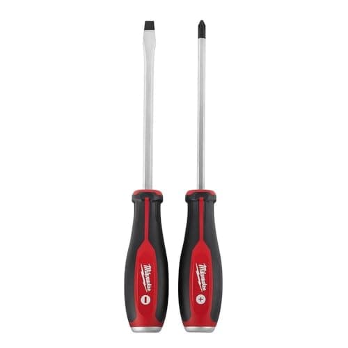 Image of Milwaukee 48-22-2702 2 Piece Demolition Slotted and Phillips Head Screwdriver Set W/Steel Endcaps