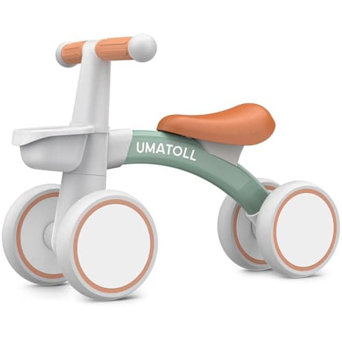 Image of Umatoll Baby Balance Bike for 1 Year Old Boys Girls, 12-24 Months Toddler Balance Bike with Removable Basket, Adjustable Seat, 4 Wheels Infant Bike, First Birthday Gift (Green)