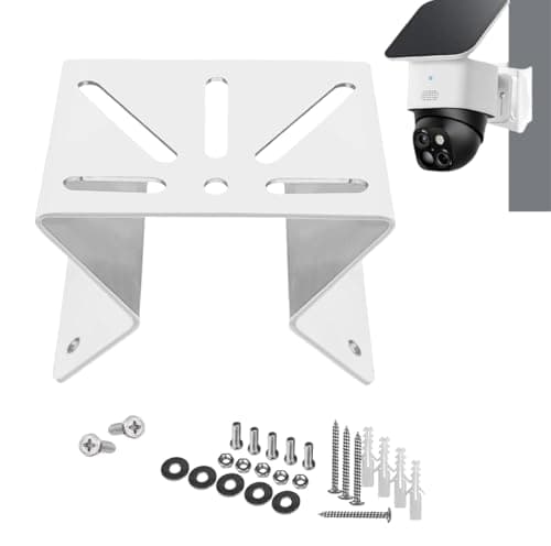 Image of CTXSumTec Heavy-Duty Pole Corner Security Camera Bracket - Weatherproof White Metal Mount for Outdoor Surveillance Systems | Compatible with Exterior Walls, Eaves, Stairwells, eufy soloCam