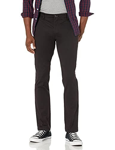 Image of Amazon Essentials Men's Skinny-Fit Washed Comfort Stretch Chino Trousers, Black, 30W / 30L