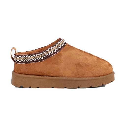 Image of ITS NICE GIRLS KIDS CHILDRENS WARM FAUX FUR LINED SLIP ON SLIPPERS SNUG SHOES MULES SIZE CAMEL UK 12