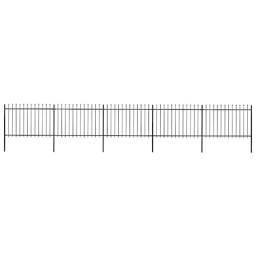 Image of vidaXL Garden Fence Spear 8.5x1.2m Outdoor Panel Barrier Border Decorative Landscape Privacy Edges Black Steel Rust-Resistant Metal