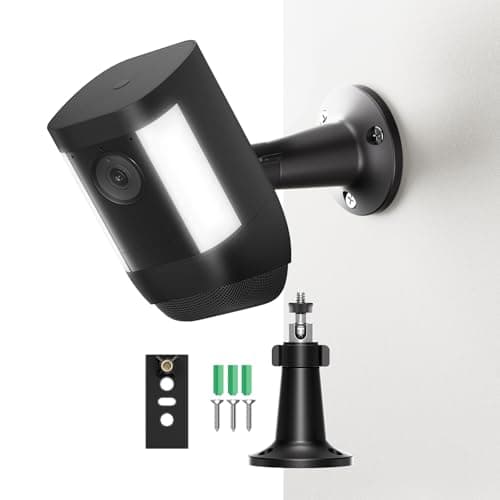 Image of Adjustable Wall Mount Bracket Compatible with Ring Spotlight Cam Plus/Pro – 360° Rotation & 180° Tilt Security Camera Wall Mount, Indoor Outdoor Weatherproof Bracket with Screws & Plugs – Black