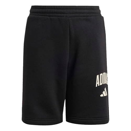 Image of adidas Unisex Kids Seasonals Collegiate Typography Short, Black/Off White, 9-10 Years