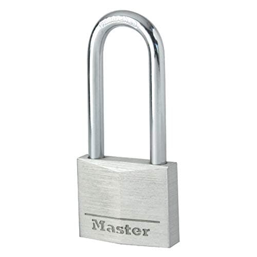 Image of Master Lock 9140EURDLH Key Padlock in Aluminium with Long Shackle, Grey, 4 x 7,6 x 1,3 cm
