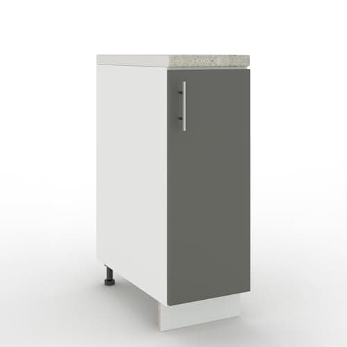 Image of JD Greta Adjustable Kitchen Base Unit - 300mm - Base Cabinet with Door & Worktop - Grey Matt