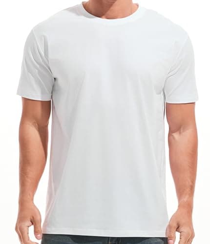 Image of RONOMO Men's Solid Color Comfortable T-Shirt(JS White 4XL)