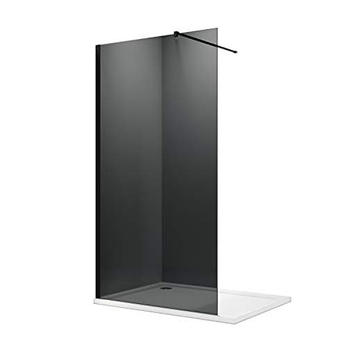 Image of ELEGANT Walk in Shower Enclosure 8mm Dark Grey Easy Clean Safety Glass Shower Cubicles Wet Room Shower Screen Bath Screen 700mm