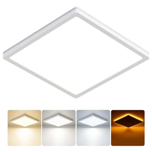 Image of BLNAN 18W LED Ceiling Light with Night Light, 1800LM 3000K/4000K/5000K, 22CM Waterproof Bathroom Light, Square Flush Ceiling Light for Kitchen Bedroom Hallway Porch Living Room, White