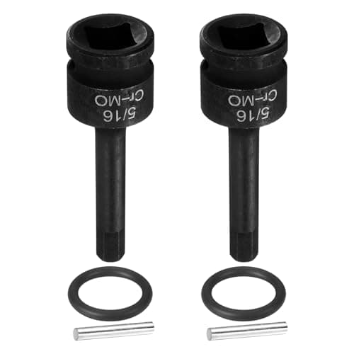 Image of sourcing map 2pcs 1/2" Drive Impact Hex Bit Socket 5/16 Inch SAE CR-MO Steel 6-Point Sockets with Cotter Pin for Power Drill Drivers Adapter