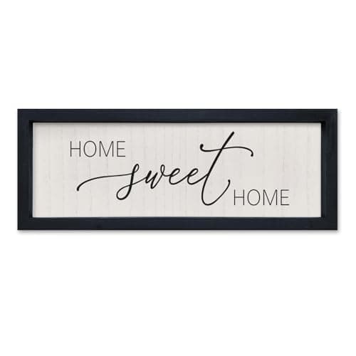 Image of SRSZHIYUE Home Sweet Home Sign Wall Decor 16"×6" for Bedroom Living Room Art Wood Framed Wall Hanging (Black)