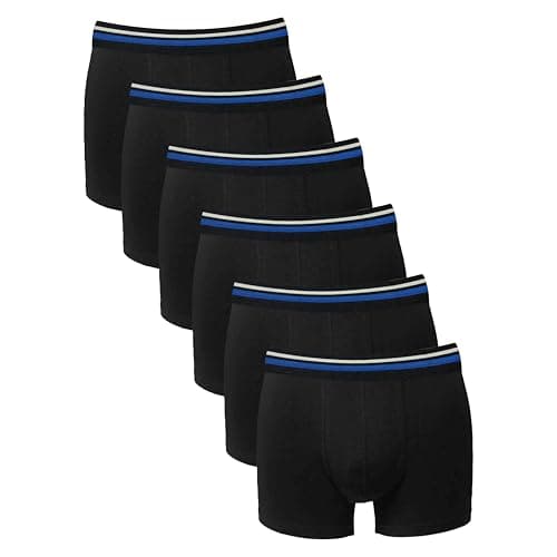 Image of Sock Stack Pack Of 6 Boys Boxers Lycra Boxershorts Comfort Fit Underpants Waistband Boxer Short Breathable Design Underwear For Kids KB03, 11/12 Years Black