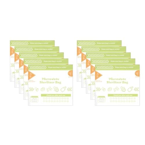 Image of Premium Microwave Steriliser Bags for Baby Bottles 10 Pack | Reusable Steam Sterilising Bags for Breast Pump Parts and Dummy Steriliser | BPA-Free Travel Steriliser for Baby Accessories