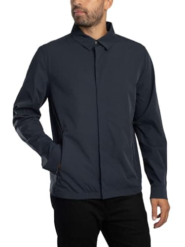 Image of Lyle & Scott Men's Zip Through Nylon Overshirt, Dark Navy, M