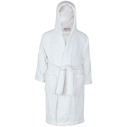 Image of A2Z 4 Kids Childrens Boys Girls Hooded Bathrobe 100% Cotton Terry - Towel Bathrobe White_11-12