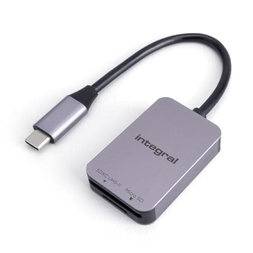 Image of Integral Dual Slot UHS-II V90/V60 SD 4.0 & microSD Memory Card Reader Adapter with USB C connector - For iPhone 15/16 Plus/Pro/Pro Max, MacBook Pro/Air M1/M2/M3/M4, iPad, PC, laptop, smartphone