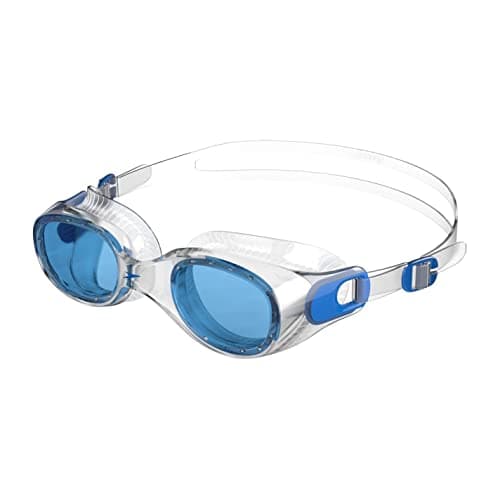 Image of Speedo Unisex-Adult Futura Classic Swimming Goggles | Anti-fog | Anti-leak Goggles, Clear/Blue, One Size