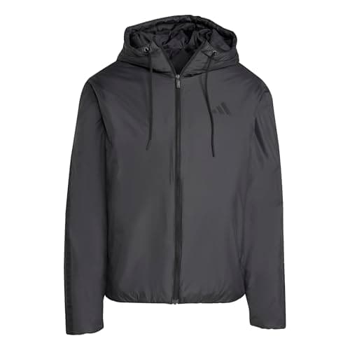 Image of adidas Men's Essentials CLIMAWARM 3 Stripes Insulated Hooded Jackets, black/black, S