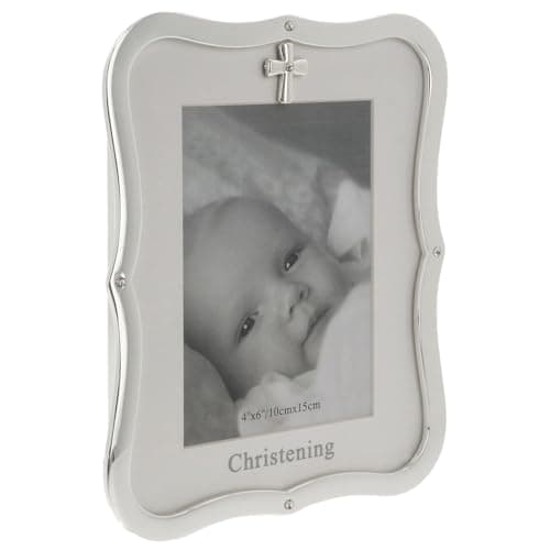 Image of Shudehill Giftware Celebration Frame - Baby Boy, Baby Girl or Christening 6x4 inch Silver Photo Frame (Christening)