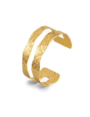 Image of CozyChique Gold Chunky Cuff Bracelets for Women Minimalist Irregular Gold Bangles Bracelet Statement Hammered Multi-layer Cross Wire Open Wide Adjustable Jewellery Arm Cuff