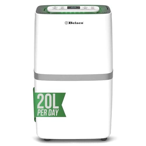 Image of Belaco 20L Dehumidifier for Home & Office – Energy Efficient Compressor Dehumidifier, Digital Humidity Display, Laundry Drying Mode, Auto Shut Off, Large Water Tank, Quiet Operation