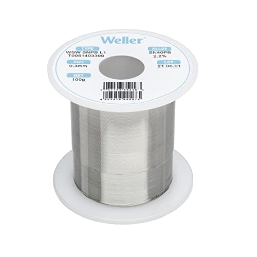Image of Weller WSW SnPb (T0051403399) Solder Wire, Dia: 0.3 mm / 0.012 in, Wt: 100 g / 3.527 oz, Alloy Sn60Pb40, Flux Content 2.2%
